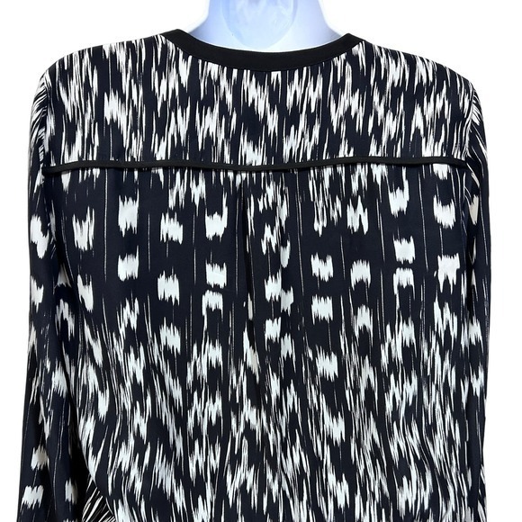 Parker Long Sleeve V Neck Shorts 100% Silk Romper Black‎ White Women Size Small - Picture 3 of 9